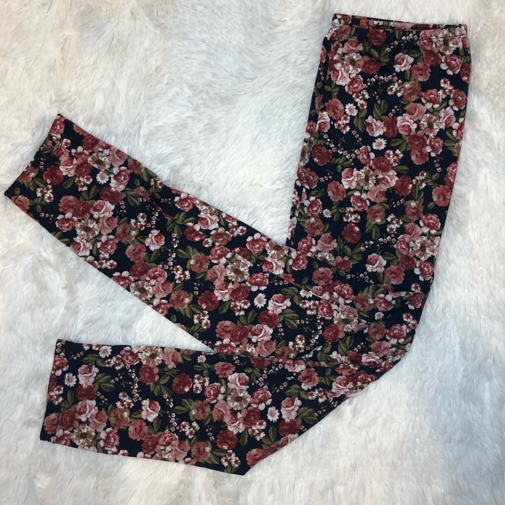 iZ girl Crazy soft Dark floral girls leggings 12